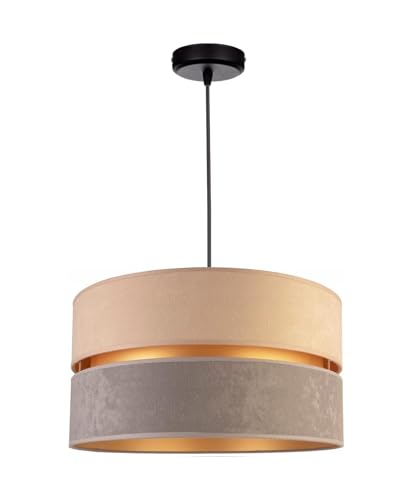 FKL DESIGN Home Deco Hängelampe Pendellampe Creme-Grau Beleuchtung 1-flamming E27 Hängeleuchte Pendelleuchte aus Serie N134 (N134-CG) von FKL DESIGN Home Deco
