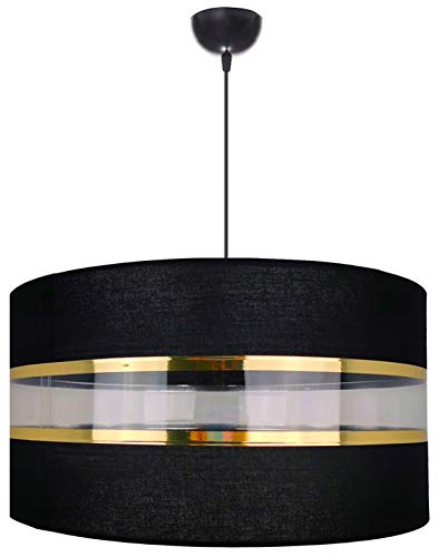 FKL DESIGN Home Deco – Pendelleuchte Esstisch – Hängeleuchten & Pendelleuchten – Deckenlampe Hängend – Lampe Esstisch Hängend - Esszimmerlampe - Wohnzimmer - Küchenlampe - Schwarz-Gold - E27 ABH1L von FKL DESIGN Home Deco