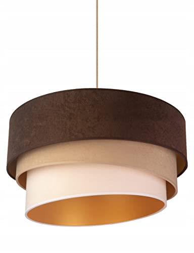 FKL DESIGN Home Deco – Pendelleuchte Esstisch – Hängeleuchten & Pendelleuchten – Deckenlampe Hängend – Lampenschirm Hängelampe- Esszimmerlampe - Wohnzimmer - Küchenlampe - Braun - E27, Serie TAD31 von FKL DESIGN Home Deco