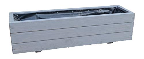 FKL DESIGN Home Deco Pflanzkasten aus Holz Pflanzkübel Kübel Kasten Garten Terrasse 9 Liter fertig montiert D6 Grau (Länge 60 cm) von FKL DESIGN Home Deco