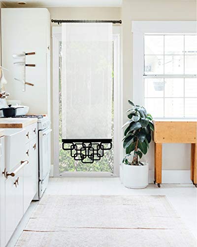 FKL DESIGN Home Deco Schöne Fertiggardine Balkongardine aus Voile Vorhang Panel Weiß Schwarz Kurz Lang AG47 (Muster 1, 80 x 250 cm) von FKL DESIGN Home Deco
