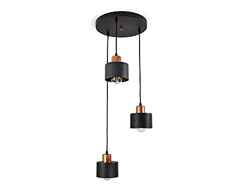 FKL DESIGN Home Deco Schwarze Hängelampe Hängeleuchte 3 flammig TOP Lampe Leuchte 382-D3 Skandi von FKL DESIGN Home Deco