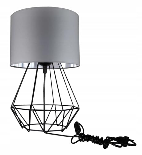 Home Deco Tischlampe Grau Lampe Leuchte aus Velours Vintage Modern E27 Designerlauchte 1-flammig N230-N1 von FKL DESIGN Home Deco
