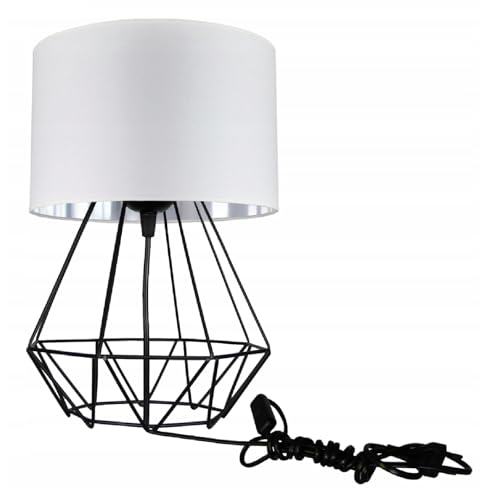 Home Deco Tischlampe Weiß Lampe Leuchte aus Velours Vintage Modern E27 Designerlauchte 1-flammig N230-N1 von FKL DESIGN Home Deco