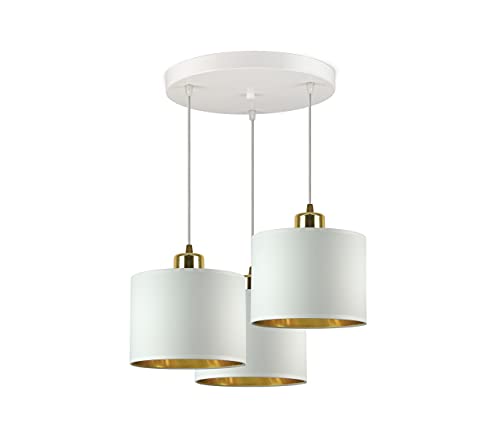 FKL DESIGN Home Deco – Wand Lampe Esstisch – Hängeleuchten & Pendelleuchten – Deckenlampe Hängend – Lampenschirm Hängelampe- Esszimmerlampe - Wohnzimmer - Küchenlampe - Weiß, Serie 917 von FKL DESIGN Home Deco