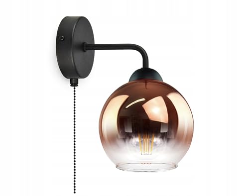 FKL DESIGN Home Deco Wandleuchte Wandlampe Leuchte mit Schalter Kugel Schwarz Kupfer Transparent 840 FKL DESIGN Home Deco Wandleuchte Wandlampe Leuchte mit Schalter Kugel Schwarz Kupfer Transparent 840 von FKL DESIGN Home Deco