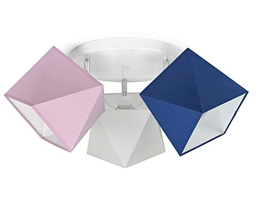 FKL DESIGN Home Deco Deckenleuchte Deckenlampe Kinderleuchte Kinderlampe Leuchte Lampe mehrfarbig Stern Metall 230V 299 300 G3 (299-G3 Glatt, Rosa-Weiß-Blau) von FKL DESIGN Home Deco