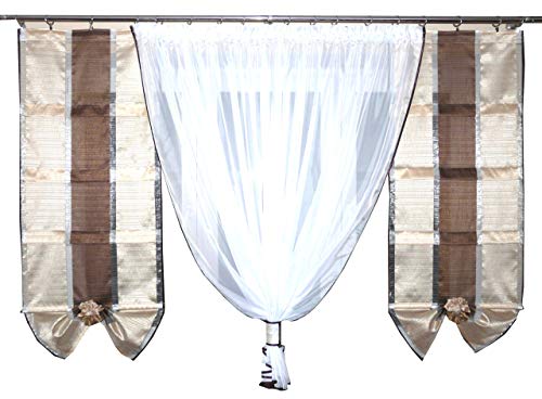 FKL TOP Fertig-Gardine aus Voile NEU Top Design Set Schöne Küche-Gardine mit Kräuselband AG9 Vorhang Modern von FKL DESIGN Home Deco