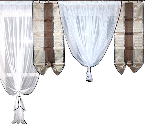 Fertiggardine aus Voile und Balkongardine Design Set Schöne Gardine AG9a Vorhang Modern von FKL DESIGN Home Deco