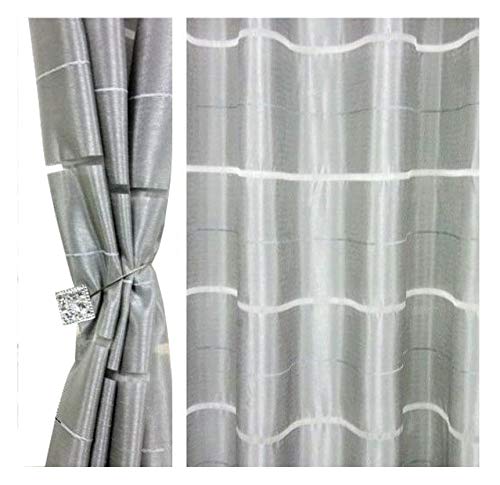 FKL DESIGN Home Deco Gardine Ösen - Vorhang - Halbtransparent Ösenvorhänge - Schlafzimmer Wohnzimmer Kinderzimmer - Vorhänge - Weich Fallende Gardinen - 2er Set - 145x245 cm - Silber Grau, AGV V25 von FKL DESIGN Home Deco