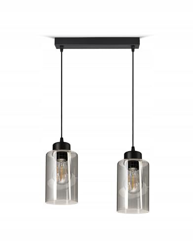 Hangelampe Deckenleuchte| Schwarz | 2-flammig | Lampe 2 x E27 | 230V | Retro Design | 535 Chrome Glas Wohnzimmerlampe von FKL DESIGN Home Deco