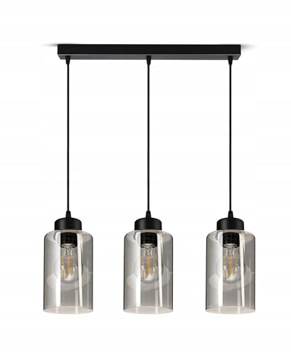 Hangelampe Deckenleuchte| Schwarz | 3-flammig | Lampe 3 x E27 | 230V | Retro Design | 535 Chrome Glas Wohnzimmerlampe von FKL DESIGN Home Deco