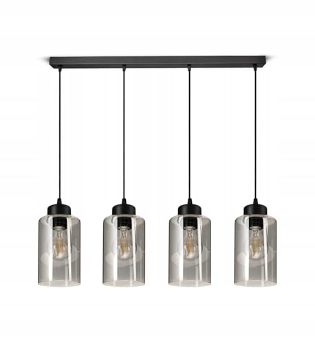 Hangelampe Deckenleuchte| Schwarz | 4-flammig | Lampe 4 x E27 | 230V | Retro Design | 535 Chrome Glas Wohnzimmerlampe von FKL DESIGN Home Deco