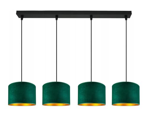 Home Deco Deckenlampe Grün Lampe Leuchte aus Velours Vintage Modern E27 Designerlauchte 4- flammig N230-H4 von FKL DESIGN Home Deco