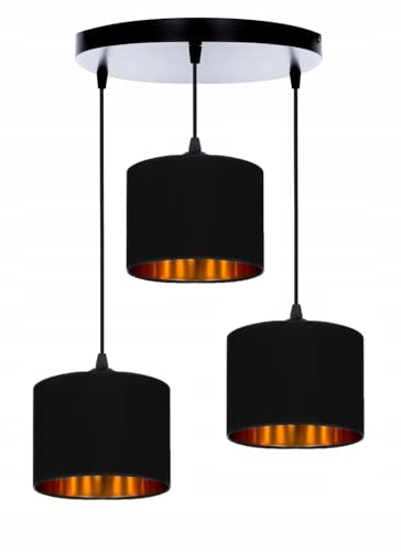 Home Deco Deckenlampe Schwarz Lampe Leuchte aus Velours Vintage Modern E27 Designerlauchte 3-flammig N230-ER3 von FKL DESIGN Home Deco
