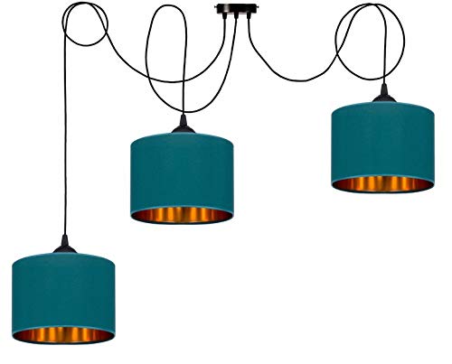 Home Deco Deckenlampe Türkis Lampe Leuchte Vintage Modern E27 Designerlauchte 3-flammig N230-P3 von FKL DESIGN Home Deco