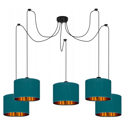Home Deco Deckenlampe Türkis Lampe Leuchte Vintage Modern E27 Designerlauchte 5-flammig N230-P5 von FKL DESIGN Home Deco