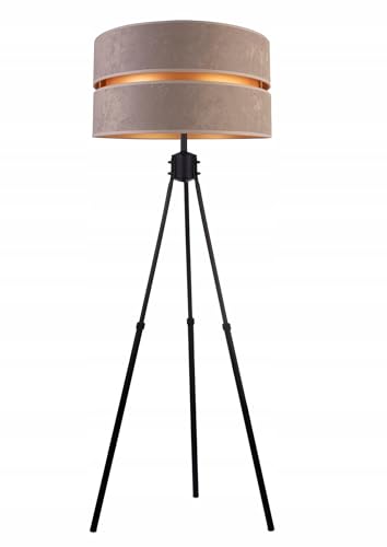 Stehlampe Wohnzimmer Grau-Gold Stehleuchte Standleuchte mit Dreibeinstativ  Design Modern E27 Fassung Leselampe Max. 60W Wohnzimmerlampe Bettlampe von FKL DESIGN Home Deco