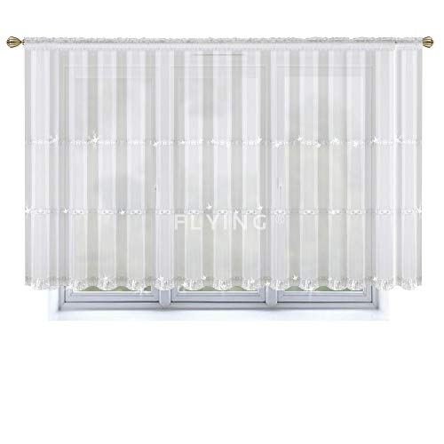 TOP Fertig-Gardine aus Voile NEU Top Design Set Schöne Küche-Gardine mit Kräuselband LB-235 von FKL DESIGN Home Deco