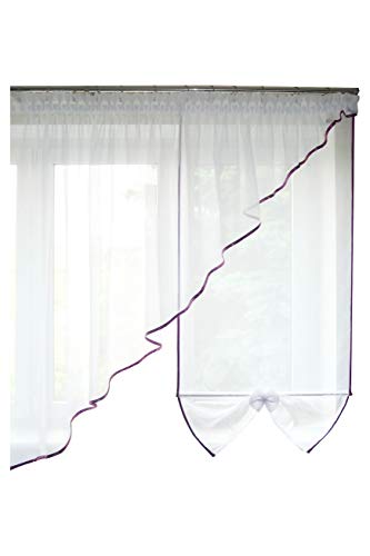 TOP Fertig-Gardine aus Voile NEU Top Design Set Schöne Küche-Gardine mit Kräuselband AG29 Modern (Violett) von FKL DESIGN Home Deco