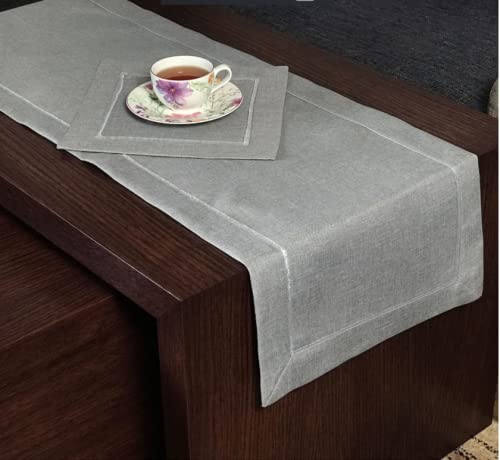 Tischläufer Art - Deco Leinenoptik Läufer Tischband Größe + Farbe wählbar Top Design (40 x 160 cm, Grau) von FKL DESIGN Home Deco