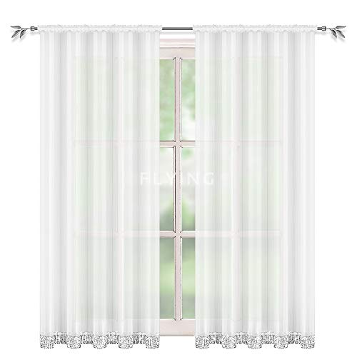 TOP Fertig-Gardine aus Voile NEU Top Design Gardinen mit Kräuselband Set Schöne Boho Gardinen Küche-Gardine mit Kräuselband LB-224-A (145 x 235 cm) von FKL DESIGN Home Deco