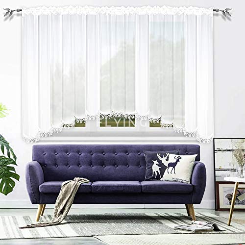 TOP Fertig-Gardine aus Voile NEU Gardinen mit kräuselband Top Design Set Schöne Küche-Gardine mit Kräuselband LB-15 von FKL DESIGN Home Deco