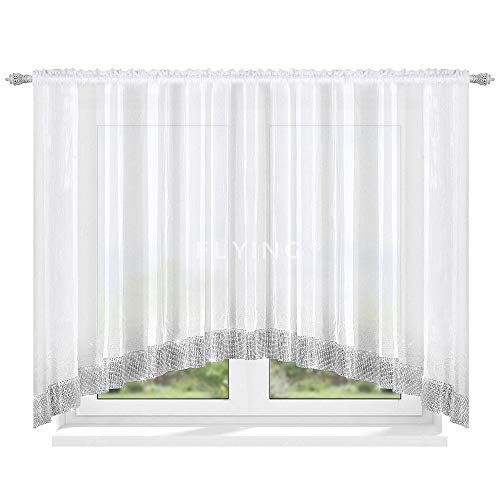 TOP Fertig-Gardine aus Voile NEU Top Design Set Gardinen mit Kräuselband Schöne Wohnzimmer Küche-Gardine mit Kräuselband und Zirkon LB-223 (150 x 400 cm) (150 x 400 cm) von FKL DESIGN Home Deco