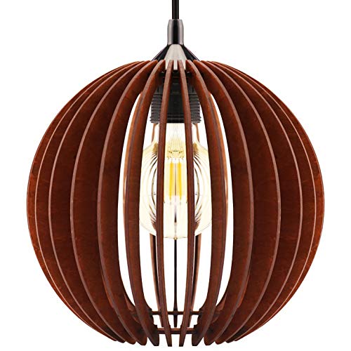 FKL DESIGN Home Deco Hängelampe Deckenlampe Pendelleuchte aus Holz verschiedene Varianten Fassung E27 Retro Vintage Holzlampe Leuchte Beleuchtung aus Serie VDA (Hängelampe VDA-RO1) von FKL DESIGN Home Deco