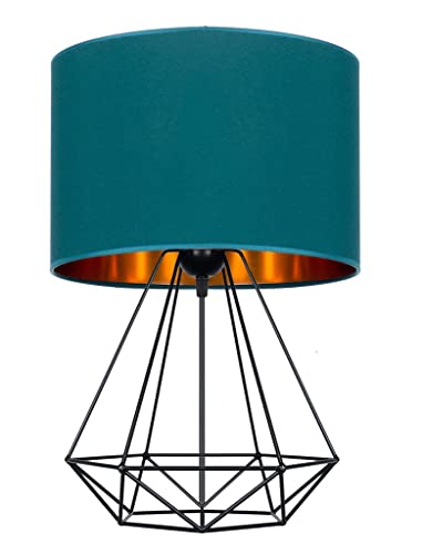 FKL DESIGN Home Deco Tischlampe - Nachttischlampe - Tischleuchte - Designerleuchte Leuchte für Schlafzimmer Wohnzimmer Büro - Moderne Lampe Schreibtischlampe aus Serie TAD30-N1 - (Türkis) von FKL DESIGN Home Deco
