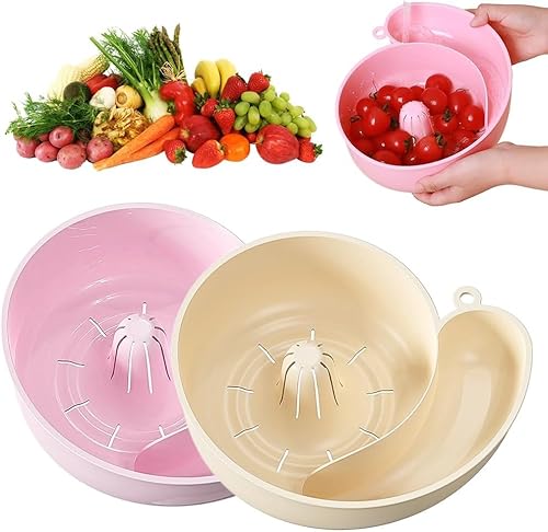 FKNOIJPVN Schneckenförmiges Abtropfgestell, drehbare Schüssel mit Sieb zum schnellen Abtropfen, Obst- und Gemüsewaschbecken, tragbares Küchen-Gemüsereinigungswerkzeug von FKNOIJPVN