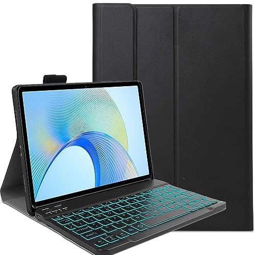 FKQLH Hülle mit Tastatur für Honor Pad X9a/ X9 Pro 11,5 Zoll, (QWERTY Layout) 7 Backlightfarben Bluetooth-Tastatur für Abnehmbare kabellose, Schwarz von FKQLH