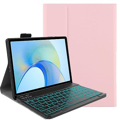 FKQLH Hülle mit Tastatur für Samsung Galaxy Tab Active4 Pro 10,1'' SM-T630/T636B, (QWERTY Layout) 7 Backlightfarben Bluetooth-Tastatur für Abnehmbare, Rosa von FKQLH