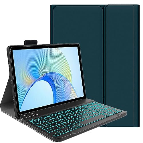 FKQLH Hülle mit Tastatur für Samsung Galaxy Tab S10 FE+/FE Plus 13,1 Zoll, (QWERTY Layout) 7 Backlightfarben Bluetooth-Tastatur für Abnehmbare, Grün von FKQLH