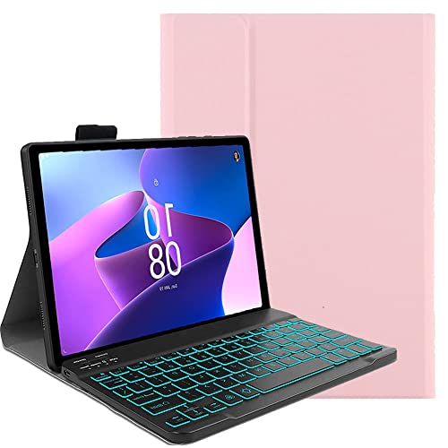 FKQLH Hülle mit Tastatur für Xiaomi Redmi Pad 2 Tablet 11 Zoll, (QWERTY Layout) 7 Backlightfarben Bluetooth-Tastatur Abnehmbare, Rosa von FKQLH