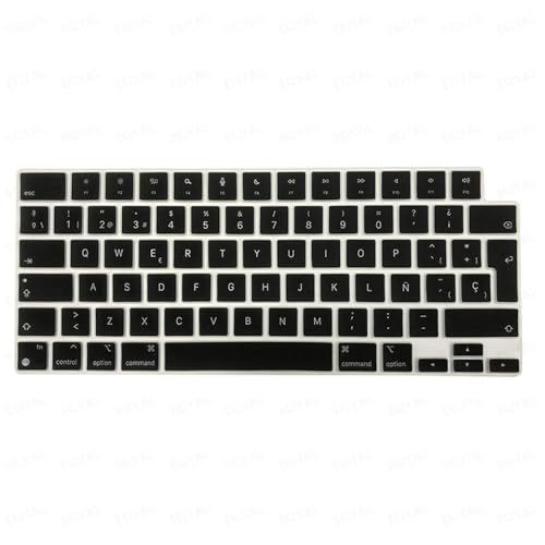 FKRTQIYN Koreanische Tastaturabdeckung Air 15 M3 2024 EU -Version und spanische Tastaturabdeckung für Pro 14 M4 Pro 16 Air 13.6(EU Spanish Black) von FKRTQIYN