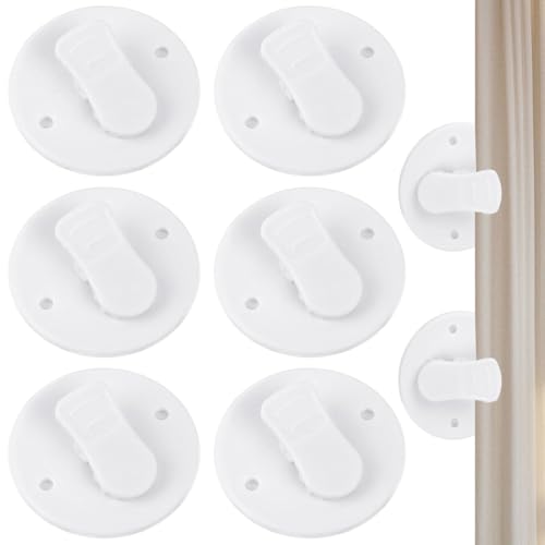 FKWKUW 6 Stück Duschvorhang Clips 2 Zoll Schutz Spritzschutz Clips Selbstklebende Duschvorhang Clips Winddichte Schutz Clips Klammern Weiß Duschvorhang Zum Halten Von Duschvorhang Vorhang Cleveres Zub von FKWKUW