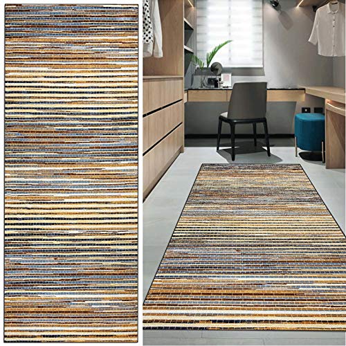 FKYUH Teppich Läufer Flur rutschfest Moderner Abstrakter bunter Stil Küche Schlafzimmer Wohnzimmer Polyester Verblassen Anpassbare Größe (Color : A, Size : 100x150cm) von FKYUH