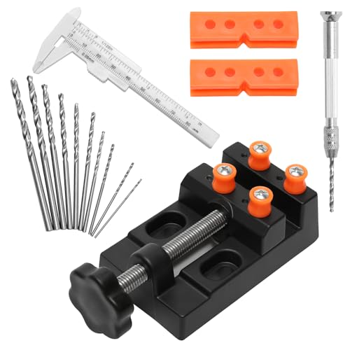 10 Pcs Hand Drill Bits Set and Adjustable Small Drill Press Vise, Black Metals Precision Pin Vise Hobby Drill, Pin Vise Mini Drill Set Making for Woodworking Model Jewelry von FL HUA