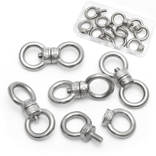 5 Paare Ringschraube und Ringmuttern, Ösenmutter M6 304 Edelstahl Ösenschraube M6, Augenschrauben Augenmutter für Hebezubehör und Befestigen Sie Hängende von FL HUA