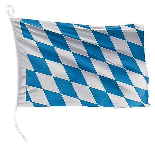 FLAGLY Premium Bootsfahne Bayern-Raute ohne Wappen 20 x 30 cm - 115g/m² Stoffgewicht - gedruckt, robust mit Strick & Schlaufe, Bootszubehör Motorboot (20 x 30 cm - Bayern-Raute ohne Wappen) von FLAGLY