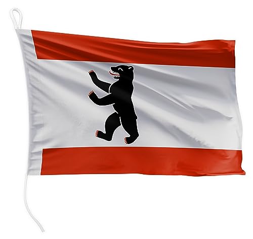 FLAGLY Premium Bootsfahne Berlin 20 x 30 cm - 115g/m² Stoffgewicht - gedruckt, robust mit Strick & Schlaufe, Bootszubehör Motorboot (20 x 30 cm - Berlin) von FLAGLY