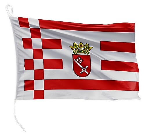 FLAGLY Premium Bootsfahne Bremen 30 x 45 cm - 115g/m² Stoffgewicht - gedruckt, robust mit Strick & Schlaufe, Bootszubehör Motorboot (30 x 45 cm - Bremen) von FLAGLY