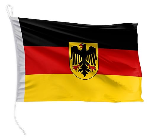 FLAGLY Premium Bootsfahne Deutschland mit Adler 20 x 30 cm - 115g/m² Stoffgewicht - gedruckt, robust mit Strick & Schlaufe, Bootszubehör Motorboot (20 x 30 cm - Deutschland mit Adler) von FLAGLY