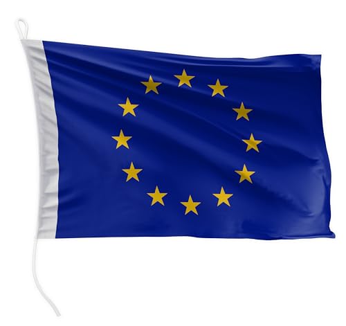 FLAGLY Premium Bootsfahne Europa 60 x 40 cm Querformat - 115g/m² Stoffgewicht - gedruckt, robust mit Strick & Schlaufe, Bootszubehör Motorboot (60 x 40 cm - Europa) von FLAGLY