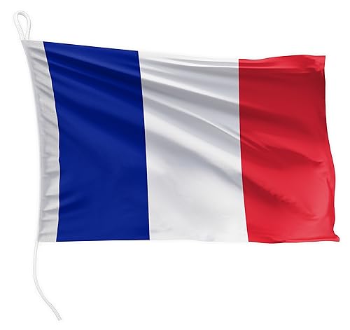 FLAGLY Premium Bootsfahne Frankreich 30 x 20 cm Querformat - 115g/m² Stoffgewicht - gedruckt, robust mit Strick & Schlaufe, Bootszubehör Motorboot (30 x 20 cm - Frankreich) von FLAGLY