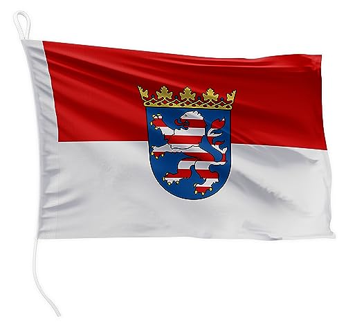 FLAGLY Premium Bootsfahne Hessen 20 x 30 cm - 115g/m² Stoffgewicht - gedruckt, robust mit Strick & Schlaufe, Bootszubehör Motorboot (20 x 30 cm - Hessen) von FLAGLY