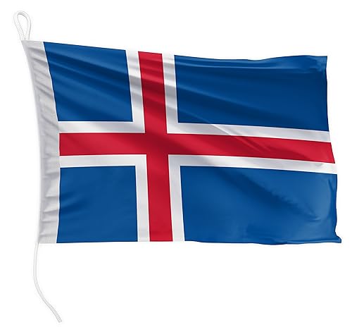 FLAGLY Premium Bootsfahne Island 30 x 20 cm Querformat - 115g/m² Stoffgewicht - gedruckt, robust mit Strick & Schlaufe, Bootszubehör Motorboot (30 x 20 cm - Island) von FLAGLY