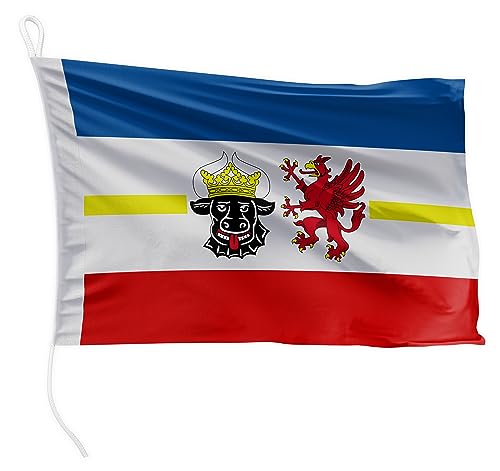 FLAGLY Premium Bootsfahne Mecklenburg-Vorpommern 40 x 60 cm - 115g/m² Stoffgewicht - gedruckt, robust mit Strick & Schlaufe, Bootszubehör Motorboot (40 x 60 cm - Mecklenburg-Vorpommern) von FLAGLY