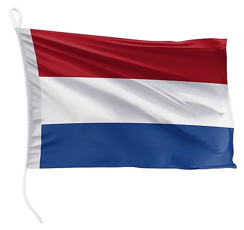 FLAGLY Premium Bootsfahne Niederlande 30 x 20 cm Querformat - 115g/m² Stoffgewicht - gedruckt, robust mit Strick & Schlaufe, Bootszubehör Motorboot (30 x 20 cm - Niederlande) von FLAGLY